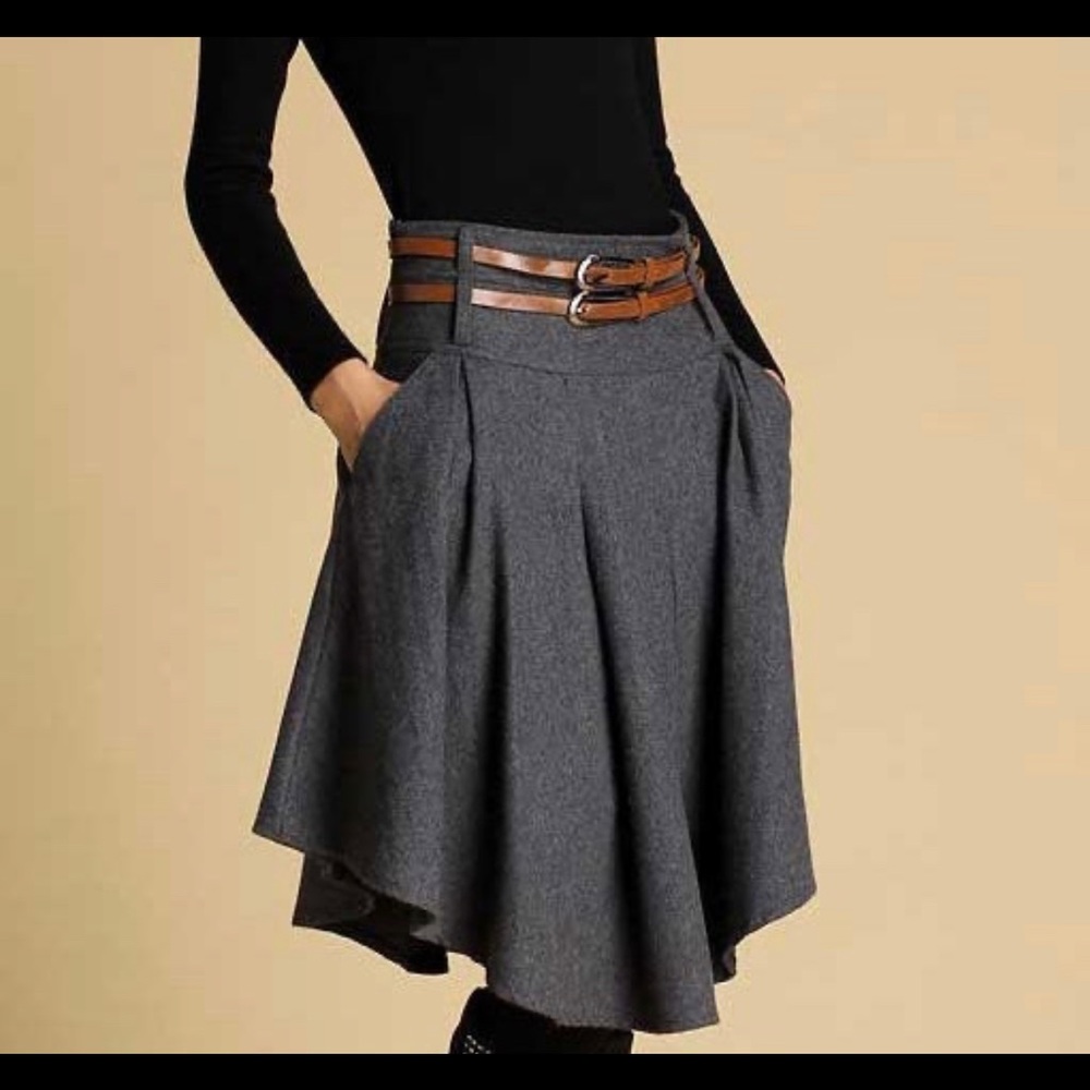 Gray wool blend skirt, size L
